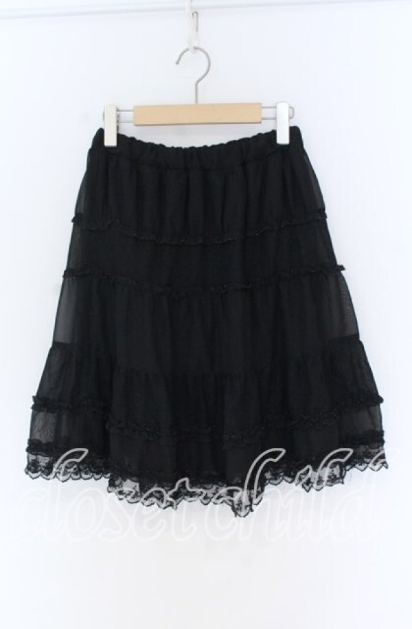 画像1: axes femme / ドットチュール切り替えシフォンスカート  クロ O-25-10-29-127-AX-SK-IG-OS (1)