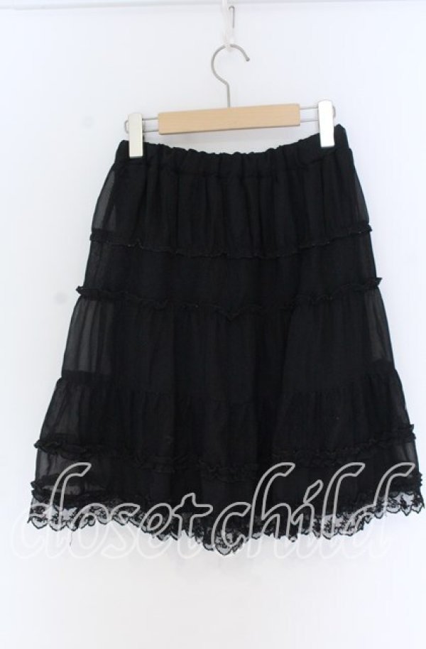 画像3: axes femme / ドットチュール切り替えシフォンスカート  クロ O-25-10-29-127-AX-SK-IG-OS (3)