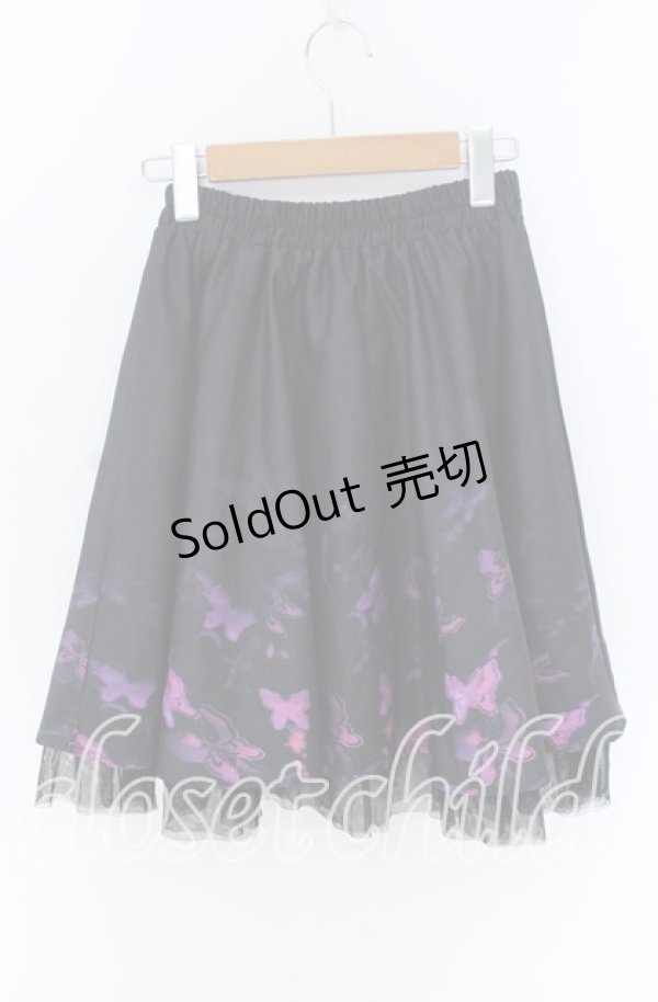 画像2: 【SALE】NieR CLOTHING / チュール付きMINI SKIRT【Butterfly】スカート  パープル×ブラック O-25-10-29-128-PU-SK-IG-ZT408 (2)