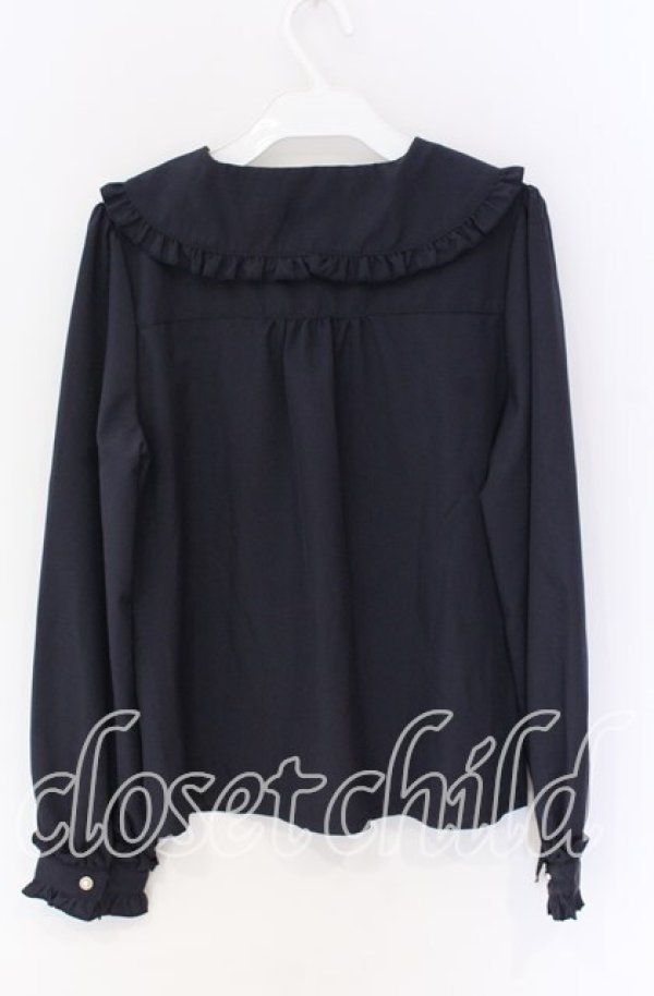 画像3: axes femme POETIQUE / バブーシュカ付ウサギ刺繍ブラウス M ネイビー O-25-10-29-014-AX-BL-OW-OS (3)