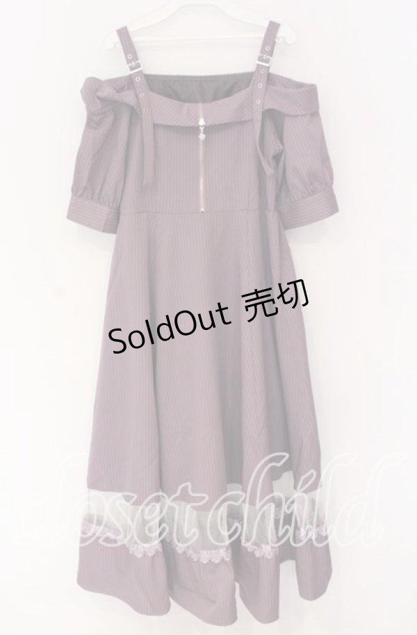 画像1: axes femme / オフショル風ストライプワンピース F ラベンダー O-25-10-29-017-AX-OP-OW-ZT085 (1)