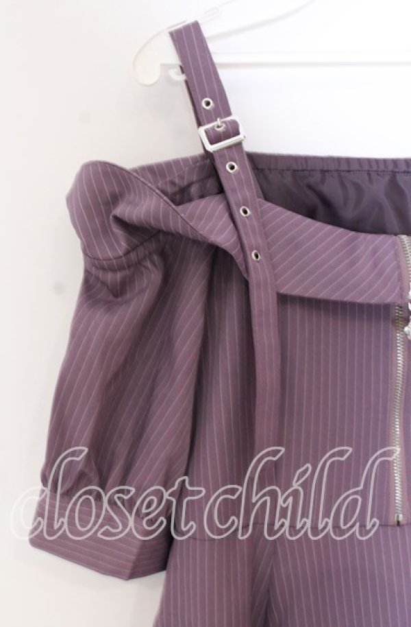 画像2: axes femme / オフショル風ストライプワンピース F ラベンダー O-25-10-29-017-AX-OP-OW-OS (2)