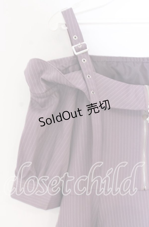 画像2: axes femme / オフショル風ストライプワンピース F ラベンダー O-25-10-29-017-AX-OP-OW-ZT085 (2)