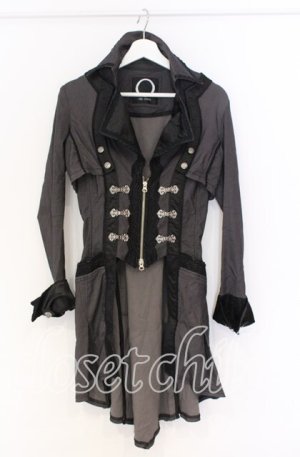 画像: Ozz oneste / ウエストコート風ロングジャケット  グレー×ブラック O-25-10-29-024-OO-JA-IG-OS