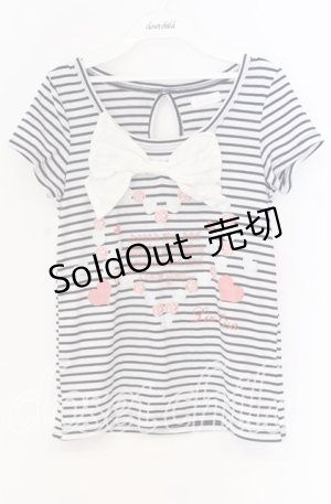 画像: 【SALE】LIZ LISA / ボーダーリボンTシャツ  ネイビー×シロ O-25-10-29-026-LO-TO-IG-ZT326