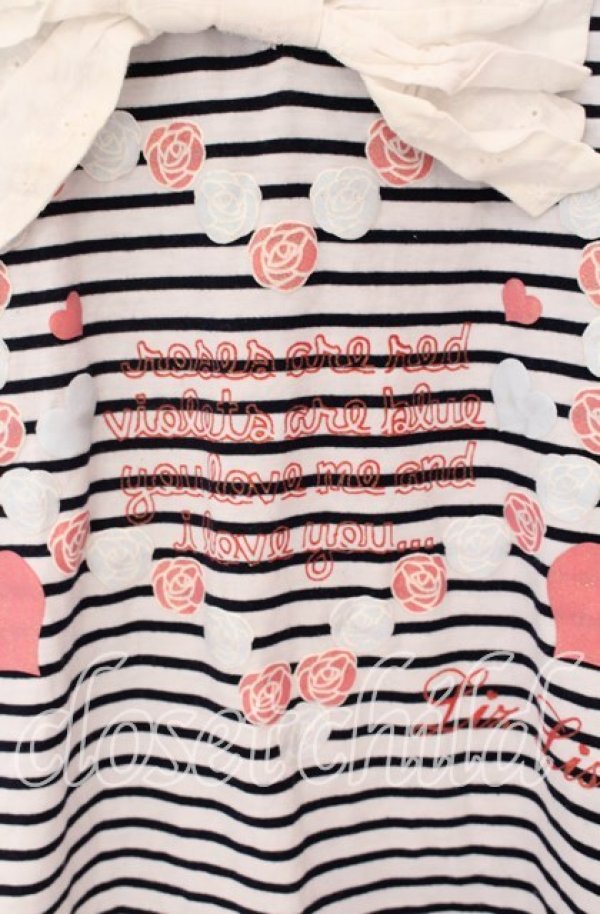 画像2: LIZ LISA / ボーダーリボンTシャツ  ネイビー×シロ O-25-10-29-026-LO-TO-IG-OS (2)