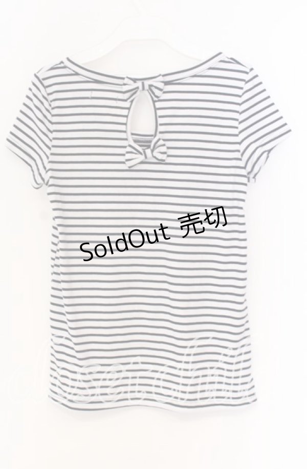 画像3: 【SALE】LIZ LISA / ボーダーリボンTシャツ  ネイビー×シロ O-25-10-29-026-LO-TO-IG-ZT326 (3)