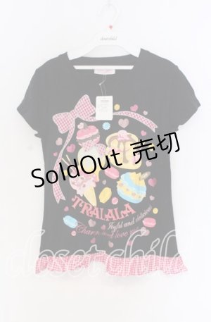 画像: TRALALA / スウィーツプリントTシャツ  クロ O-25-10-29-029-LO-TO-IG-OS
