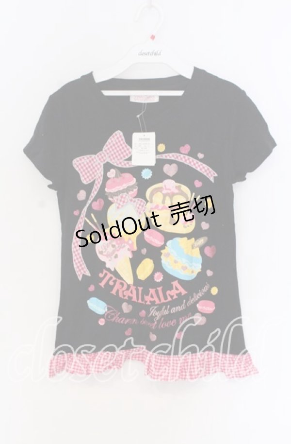 画像1: TRALALA / スウィーツプリントTシャツ  クロ O-25-10-29-029-LO-TO-IG-OS (1)
