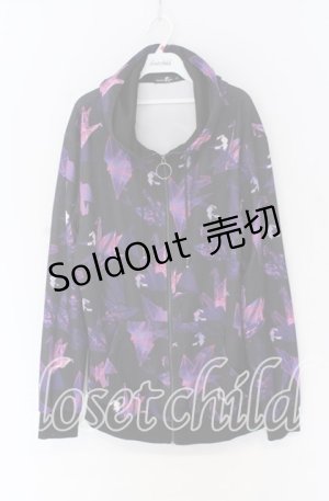 画像: NieR Clothing / 和柄ZIP PARKA【折鶴】 パーカー  ブラック×パープル O-25-10-29-030-PU-TO-IG-OS