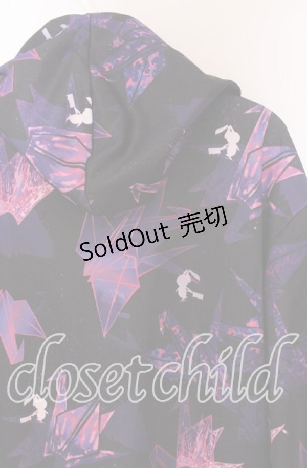 画像3: NieR Clothing / 和柄ZIP PARKA【折鶴】 パーカー  ブラック×パープル O-25-10-29-030-PU-TO-IG-OS (3)