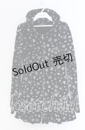 画像: PEACE NOW / アイコン総柄ジップパーカー M ブラック O-25-10-29-031-PU-TO-IG-ZT407