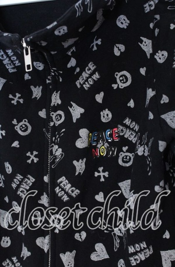 画像2: PEACE NOW / アイコン総柄ジップパーカー M ブラック O-25-10-29-031-PU-TO-IG-OS (2)