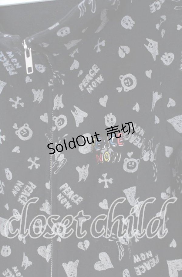 画像2: PEACE NOW / アイコン総柄ジップパーカー M ブラック O-25-10-29-031-PU-TO-IG-ZT407 (2)