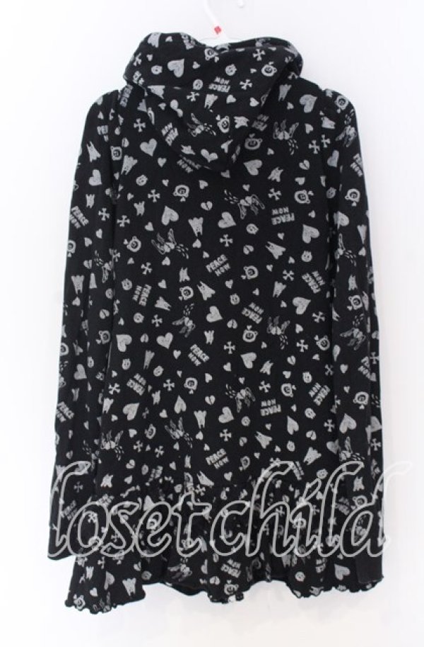 画像3: PEACE NOW / アイコン総柄ジップパーカー M ブラック O-25-10-29-031-PU-TO-IG-OS (3)