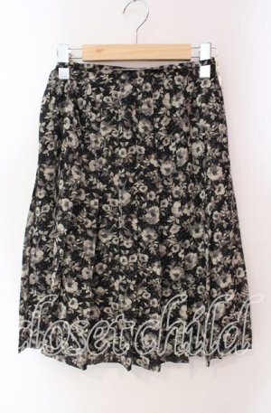 画像: PINK HOUSE / 花柄プリーツ巻きスカート  クロ O-25-10-30-028-LO-SK-OW-OS