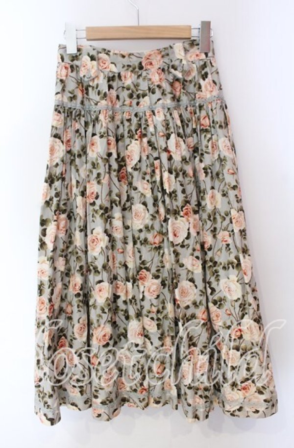 画像3: INGEBORG / エミリーローズ柄スカート  ミントブルー系 O-25-10-30-029-LO-SK-OW-OS (3)