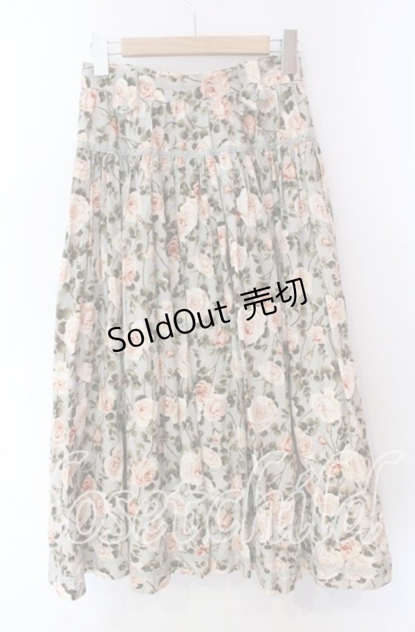 画像3: INGEBORG / エミリーローズ柄スカート  ミントブルー系 O-25-10-30-029-LO-SK-OW-OS (3)