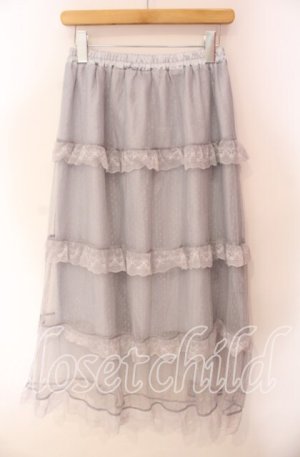 画像: axes femme POETIQUE / ドットチュールティアードスカート M グレー O-25-10-30-031-AX-SK-OW-OS