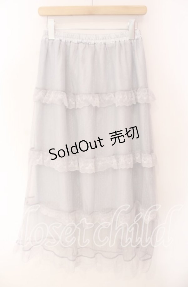 画像1: axes femme POETIQUE / ドットチュールティアードスカート M グレー O-25-10-30-031-AX-SK-OW-ZT107 (1)