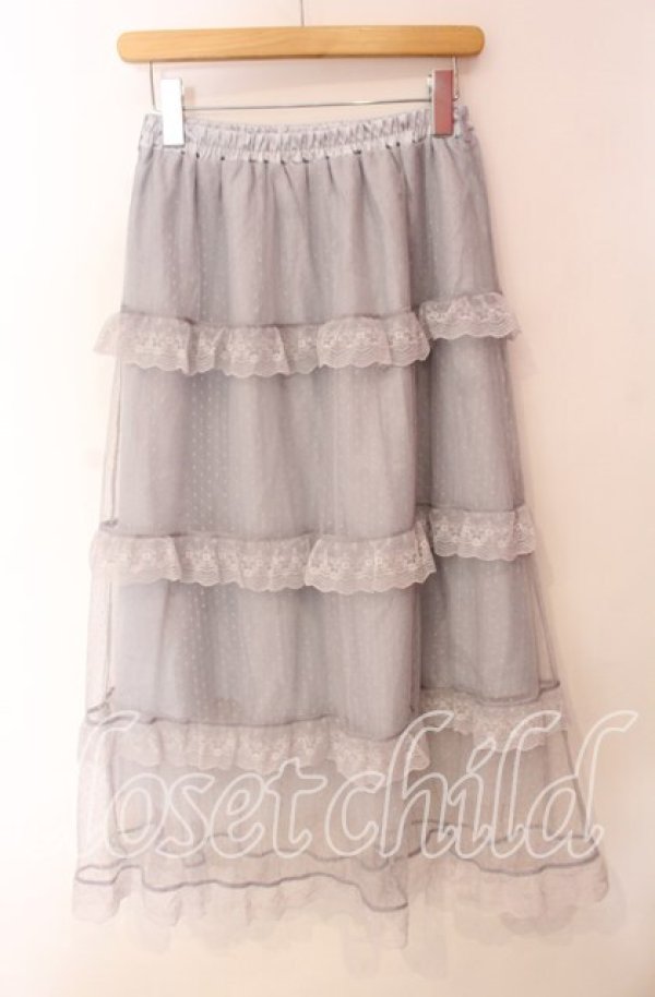 画像3: axes femme POETIQUE / ドットチュールティアードスカート M グレー O-25-10-30-031-AX-SK-OW-OS (3)