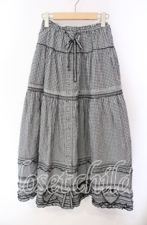 画像: PINK HOUSE / ハートワッペン付きギンガムスカート  クロ O-25-10-30-032-LO-SK-OW-OS