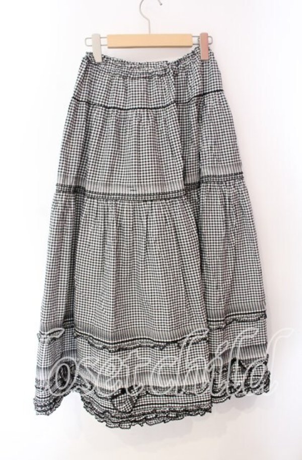 画像3: PINK HOUSE / ハートワッペン付きギンガムスカート  クロ O-25-10-30-032-LO-SK-OW-OS (3)