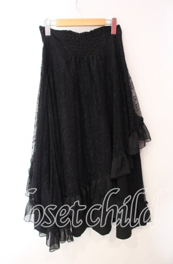 h.NAOTO Blood　スカート h.naoto Blood / チャーチptレースレイヤードスカート ブラック