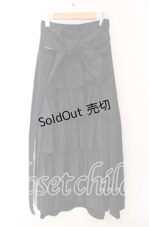 画像2: BPN / フェイクレイヤードティアードロングスカート M ブラック×ホワイト O-25-10-30-034-GO-SK-OW-OS (2)