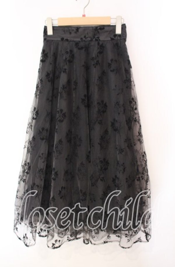 画像1: axes femme / フロッキーチュールスカート  クロ O-25-10-30-036-AX-SK-IG-OS (1)