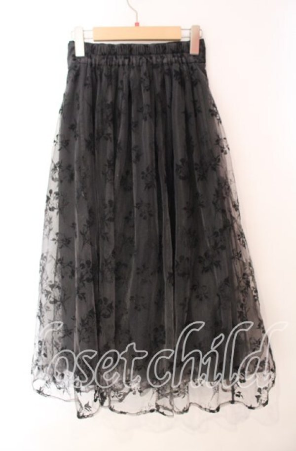 画像3: axes femme / フロッキーチュールスカート  クロ O-25-10-30-036-AX-SK-IG-OS (3)