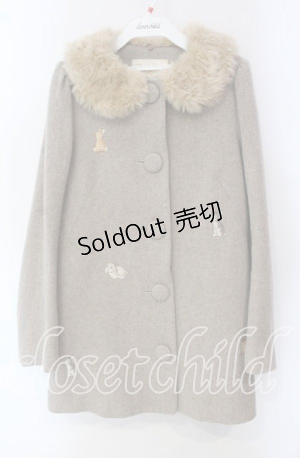 画像1: Franche Lippee / うさぎ刺繍コート M ベージュ O-25-10-30-041-LO-CO-OW-OS (1)