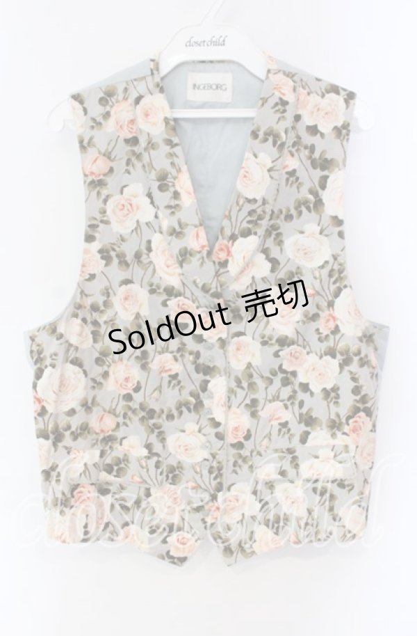 画像1: 【SALE】INGEBORG / エミリーローズ柄ベスト  ミントグリーン O-25-10-30-042-LO-TO-OW-ZT446 (1)