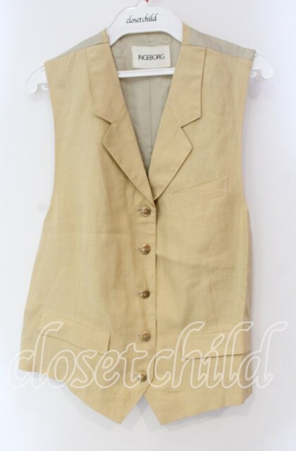画像1: INGEBORG / リネンベスト  カーキイエロー O-25-10-30-043-LO-TO-OW-ZI (1)