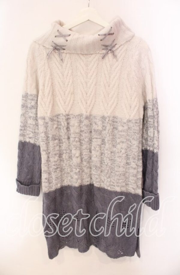 画像1: axes femme / 編上グラデーションニットワンピース M グレー O-25-10-30-044-AX-OP-OW-OS (1)