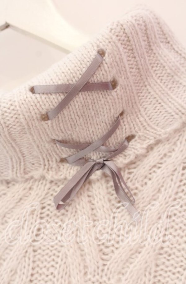 画像2: axes femme / 編上グラデーションニットワンピース M グレー O-25-10-30-044-AX-OP-OW-OS (2)