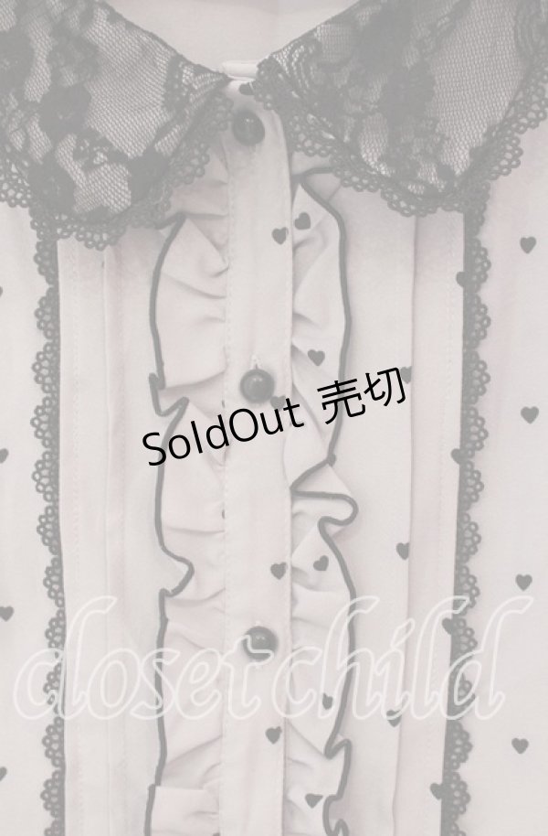 画像2: DearMyLove / レース重ねハートドットフリルブラウス 3L ブルーグレー O-25-10-30-045-EL-BL-OW-OS (2)