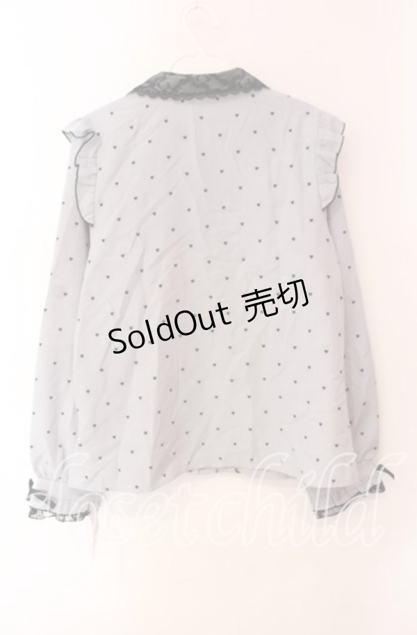 画像3: DearMyLove / レース重ねハートドットフリルブラウス 3L ブルーグレー O-25-10-30-045-EL-BL-OW-OS (3)