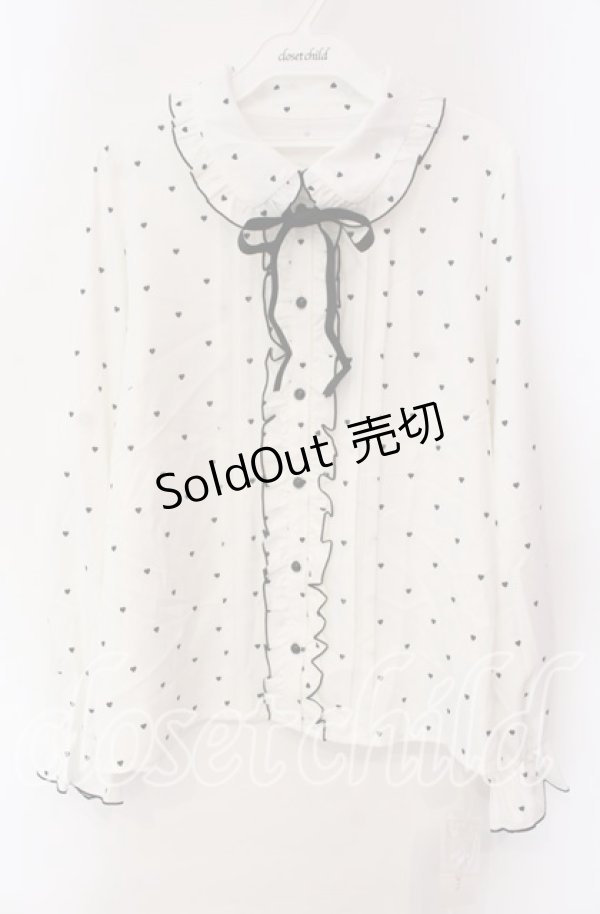 画像1: DearMyLove / 丸襟フリルボウタイセットブラウス 3L シロ×クロ O-25-10-30-046-EL-BL-OW-OS (1)