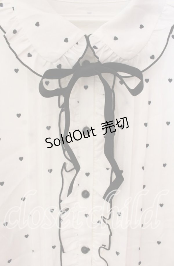 画像2: DearMyLove / 丸襟フリルボウタイセットブラウス 3L シロ×クロ O-25-10-30-046-EL-BL-OW-OS (2)