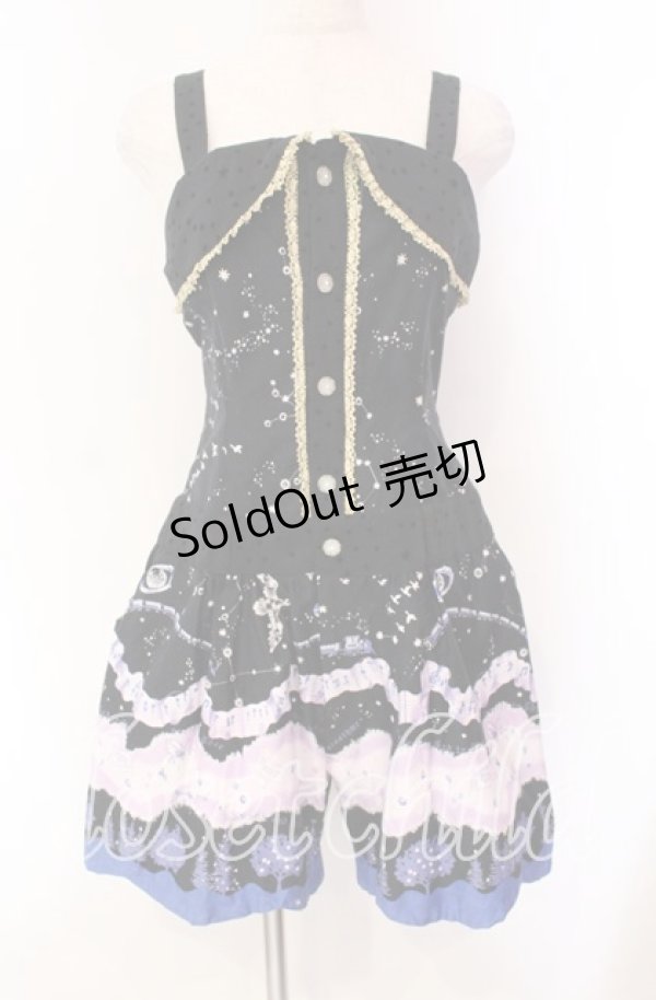 画像1: ALICE and the PIRATES / 星をめぐる銀河の旅サロペットパンツ  クロ×アオ O-25-10-30-005-PA-OP-OW-OS (1)