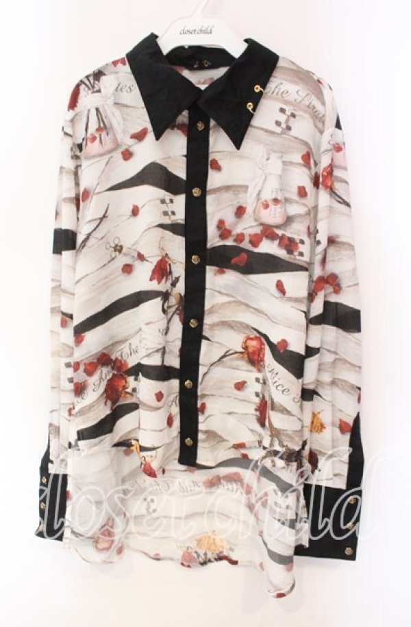 画像1: ALICE and the PIRATES / Therapy〜君と僕を繋ぐ包帯〜柄シャツ  エンジ O-25-10-30-048-PA-BL-OW-OS (1)