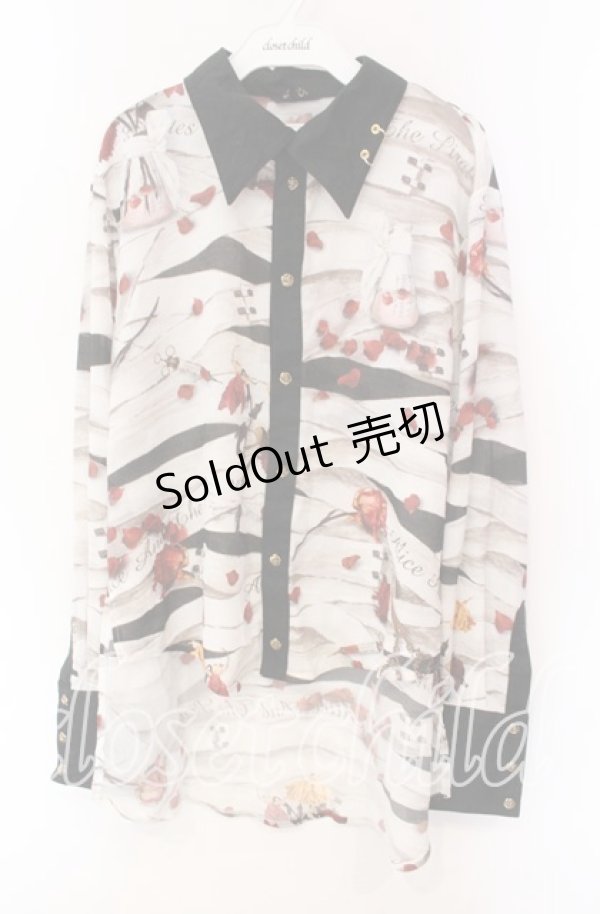 画像1: ALICE and the PIRATES / Therapy〜君と僕を繋ぐ包帯〜柄シャツ  エンジ O-25-10-30-048-PA-BL-OW-OS (1)