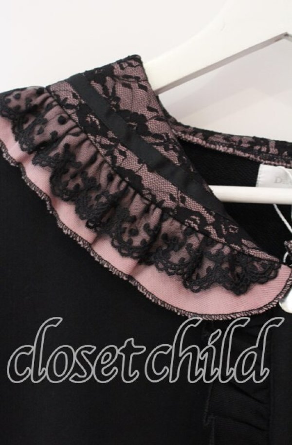 画像2: DearMyLove / セーラー襟レースフリル裏毛ジャケット M〜L クロ×ピンク O-25-10-30-050-EL-JA-OW-ZT065 (2)