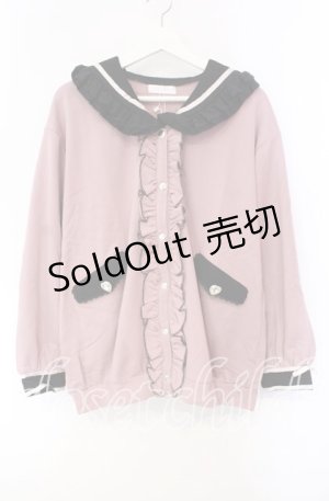 画像: 【SALE】DearMyLove / セーラー襟レースフリル裏毛ジャケット M〜L ピンク×クロ O-25-10-30-051-EL-JA-OW-ZT462