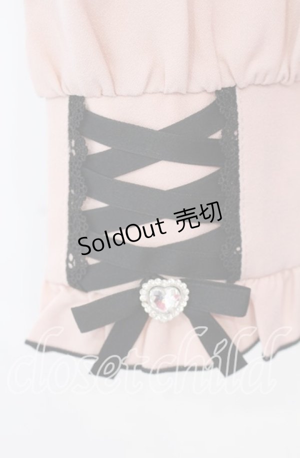 画像3: DearMyLove / レースアップフリル襟ブラウス L ピンク×クロ O-25-10-30-053-EL-BL-OW-OS (3)