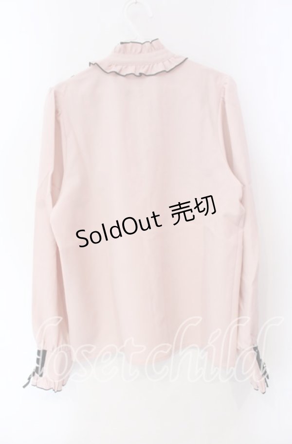 画像4: DearMyLove / レースアップフリル襟ブラウス L ピンク×クロ O-25-10-30-053-EL-BL-OW-OS (4)