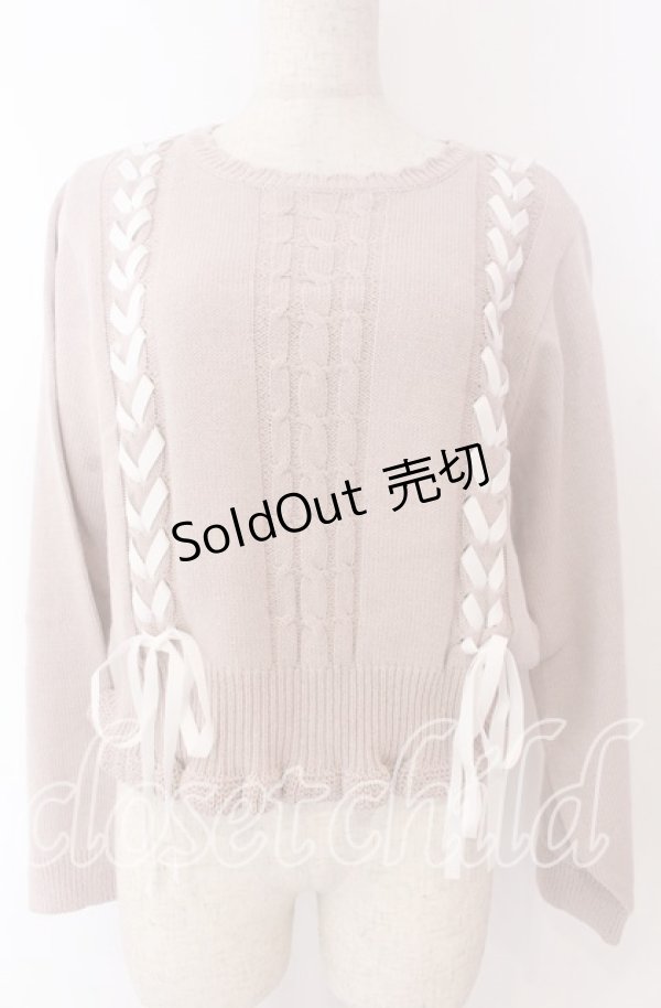 画像1: axes femme / レースアップニットプルオーバー F ピンク O-25-10-30-1041-AX-TO-OW-OS (1)