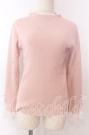 画像: axes femme / 連ボタン袖レースニットプルオーバー F ピンク O-25-10-30-1044-AX-TO-OW-OS