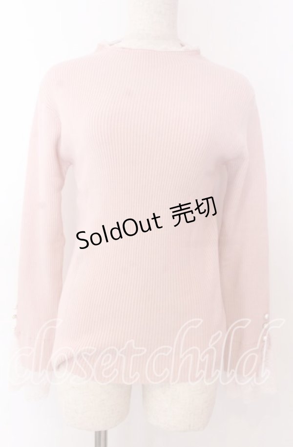 画像1: 【SALE】axes femme / 連ボタン袖レースニットプルオーバー F ピンク O-25-10-30-1044-AX-TO-OW-ZT160 (1)